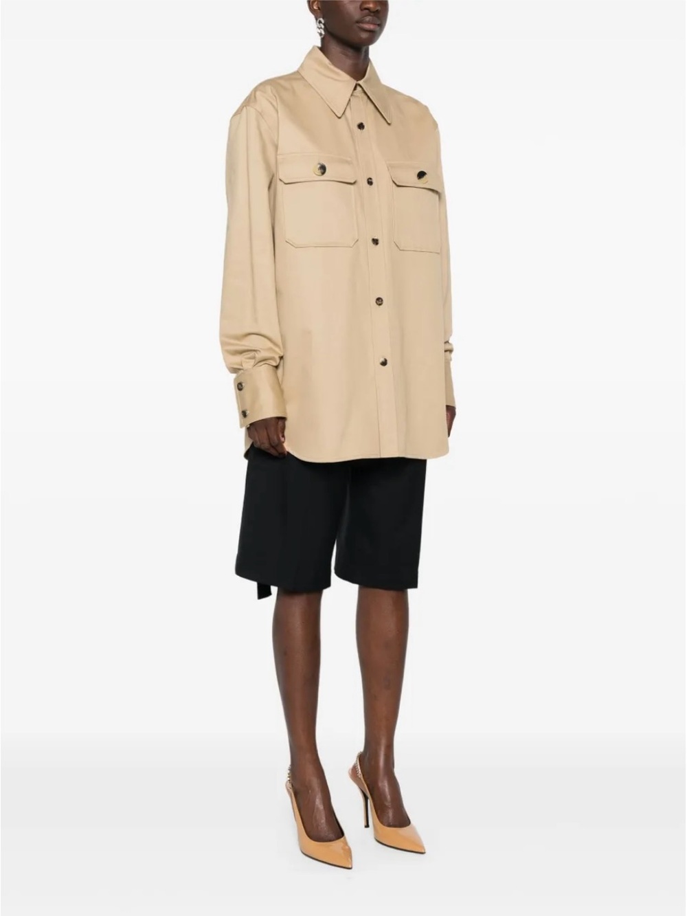 Saint Laurent Sahareine Khaki Utility Button-Down Shirt size 38 small/ medium